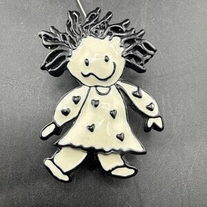 vintage sarah coventry brooch Girl Enamel And Silver Tone